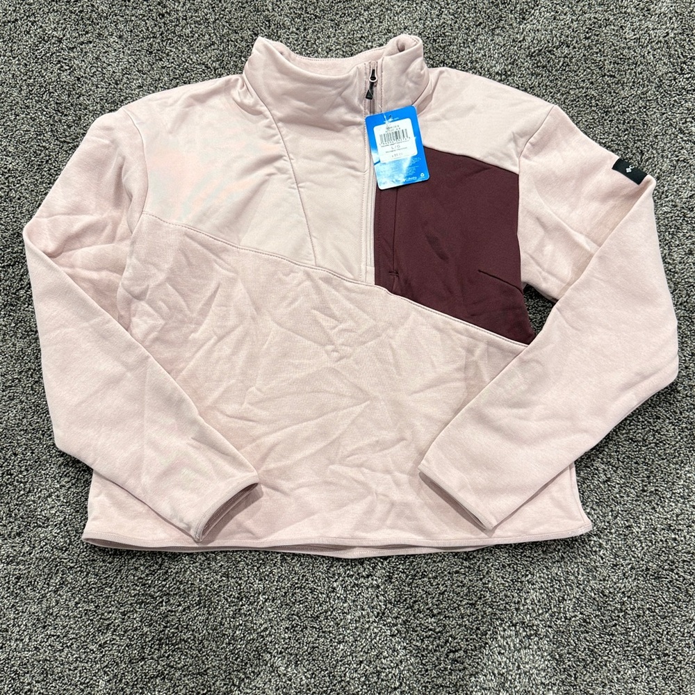 Women’s Columbia Pink and Burgundy Quarter-Zip Pullover. Size large. New